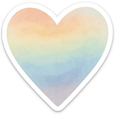 pride heart, soft edges, rainbow colors, artistic look, watercolor style sticker