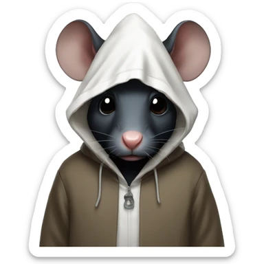 black rat who wore a white hood, sad like an orphan sticker