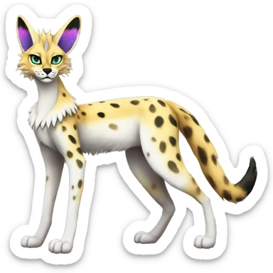 Epic Edgy Colorful ethereal eldritch Sergal-Serval-Fionbri full body  sticker