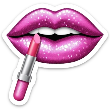 glitter pink mark of lipstick kiss sticker