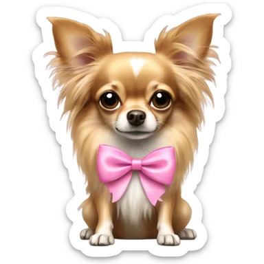 Long haired Chihuahua with pink bow sticker