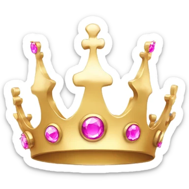 Simple gold queen crown with pink jewels sticker