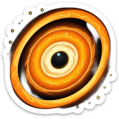 a realistic black hole with an orange accretion disk. sticker