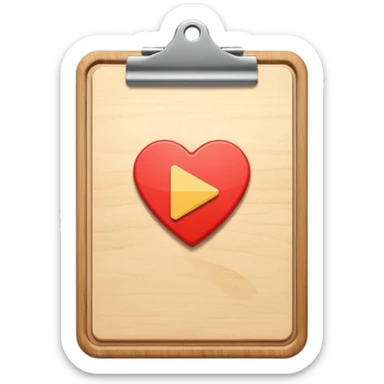 clipboard with a play button sticker