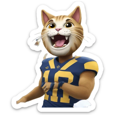 cat at a university of california football game sticker