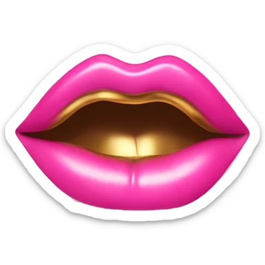 Pink lipstick coming out of gold give  sticker