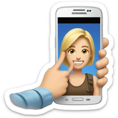 Rubia con celular motorola en la mano sticker