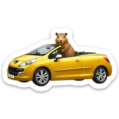 capybara in a peugeot 207 coupé cabriolet sticker