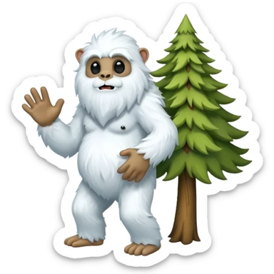 yeti, carrying a big tree sticker