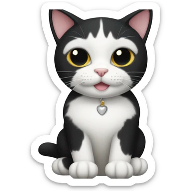 black cat with a white chin and white paws sticker