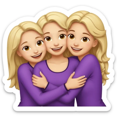 Three light skin girls hugging sticker
