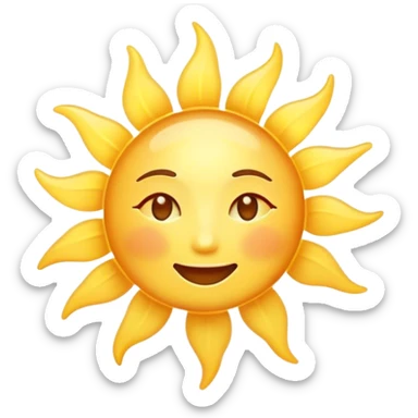 Cinematic Realistic Sunshine Emoji, Warm and golden, with soft rays of light streaming down from a bright, glowing sun. The golden hue bathes the world in warmth, uplifting the spirit and bringing a sense of joy and radiance. Soft glowing outline, capturing the essence of happiness, warmth, and light in a beautiful sunny day! sticker