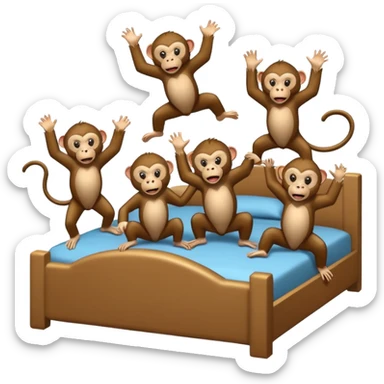 Cinco monitos salta en la cama uno se cayó se golpeó la cabeza mamá llamo al doctor ye le doctor dijo no más monos saita em la cama sticker