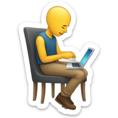 human sitting at chair and browsing web sticker