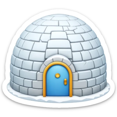 igloo with snow covered half of the top sticker