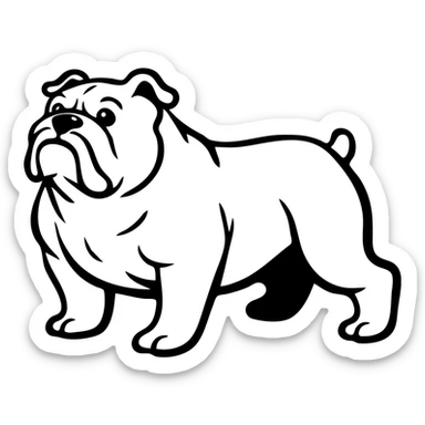 full body bulldog standing, muscular stocky build, short legs sticker