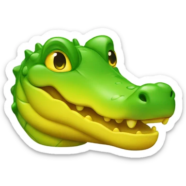Emoji of a face of a green and yellow gummy alligator sticker