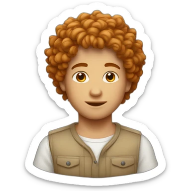 Garçon avec cheuveux bouclé roux sticker
