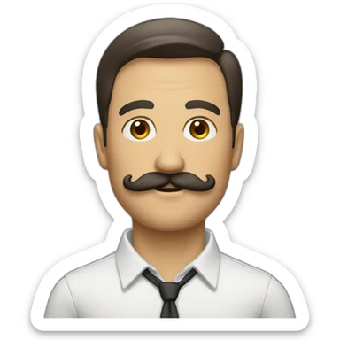 full body afto man with moustache sticker