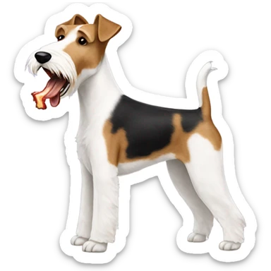 Wire Fox terrier eating bacon sticker
