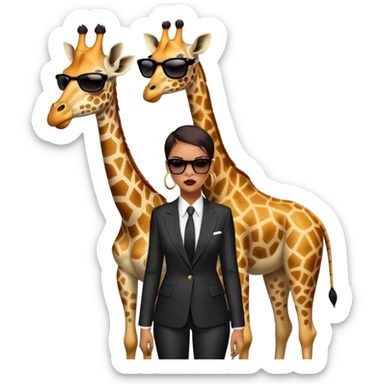 Mache mir ein Rihanna Emoji zusammen mit einer Giraffe der ein bodyguard spielt  sticker