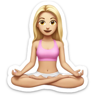 beautiful white girl doing yoga pink sticker