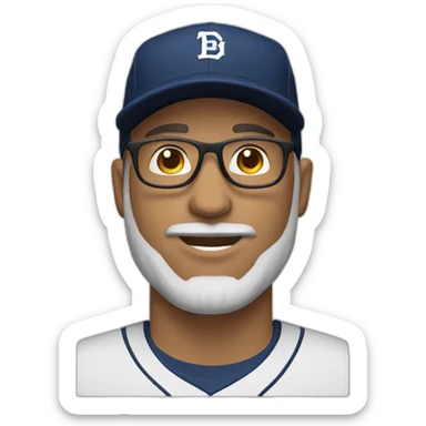 white man with glasses and beard with a baseball hat sticker