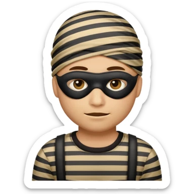 A theif robber emoji,Stripped shirt.eye mask. sticker