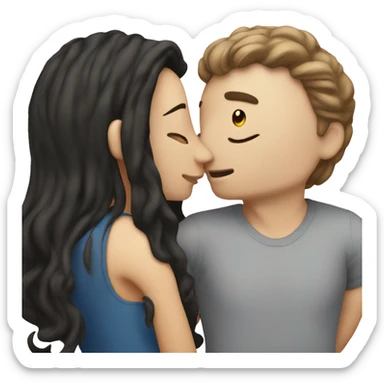 man with dark hair white skin kissing woman with dark hair white skin  sticker