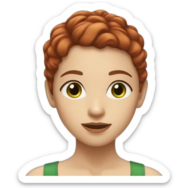 girl with light skin and short dark red hair and green eyes  sticker