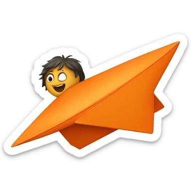 children fly on an orange paper airplane sticker