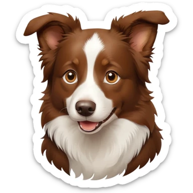 happy Brown Border Collie sitting sticker