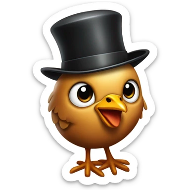 Roasted chicken wearing a bowler hat sticker