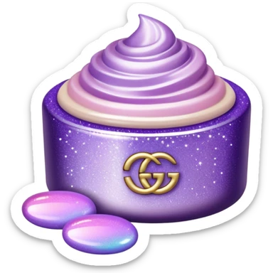 lilac gradient glitter gucci cream sticker