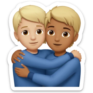 Blonde boy next to a brown girl hugging sticker
