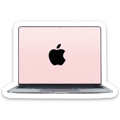A sleek and modern MacBook Air laptop in a soft pastel pink color, placed on a white background. The Apple logo on the back of the screen is black, contrasting elegantly with the pink finish. The laptop is slightly open, showing a glimpse of the black keyboard and silver edges. The design is minimalist and stylish, reflecting a premium aesthetic. sticker