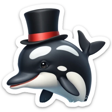 orca with a top hat sticker