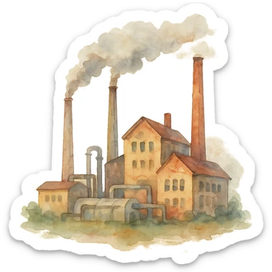 watercolor style factory sticker