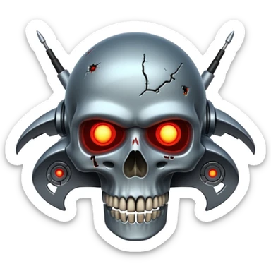 A spaceship in a distopian future, In the style of your bleeding skull art sticker