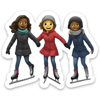 Four girls ice skating under a bridge in New York sticker