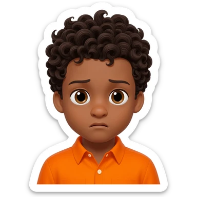 black boy curly hair orange shirt nauseous feeling sick sticker