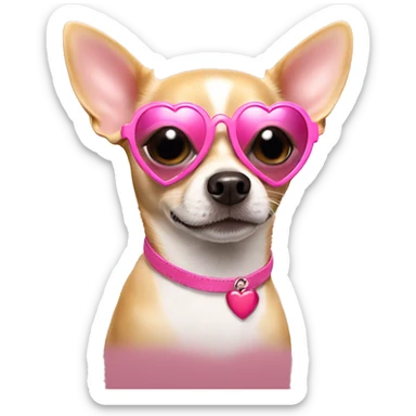 chihuahua wearing pink heart sunglasses sticker