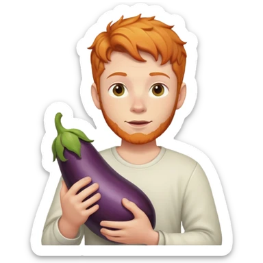 Ginger boy carrying eggplant  sticker