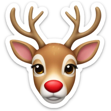 The muzzle of a New Year's deer with a red nose sticker