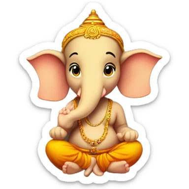 Tiny line emoji of ganapathi for invitation sticker