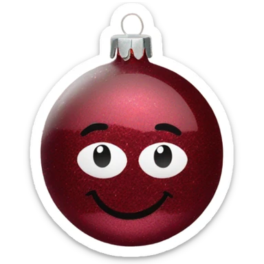 Burgundy red glitter chirstmas ornament  sticker