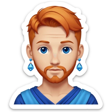 gem lover man with gem accessories excessive amount very big gem earrings ginger bun hair and redbluediamonds  sticker