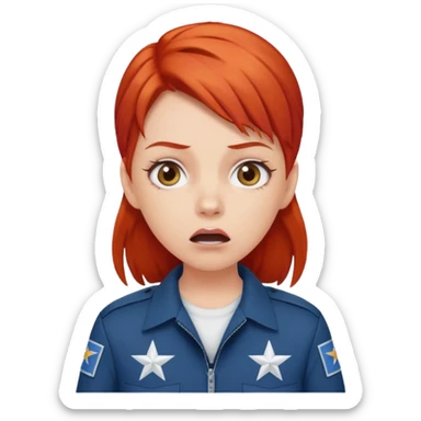 shocked face on white girl red hair Air force sticker