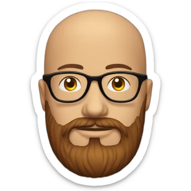 Bald man with galatasaray forma with beard and optical glasses sticker