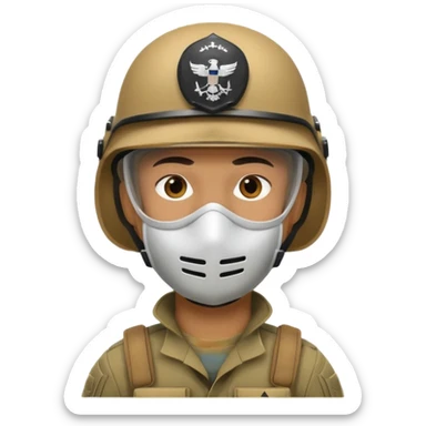 soldier with helmet and wearing mask sticker